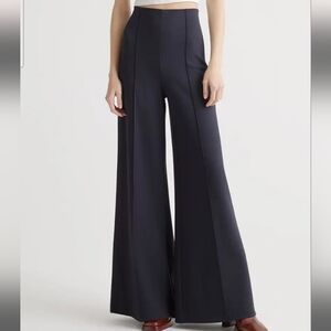 Quince Ultra-Stretch Ponte Super Wide Leg Pants In Navy Size Medium 32" Inseam